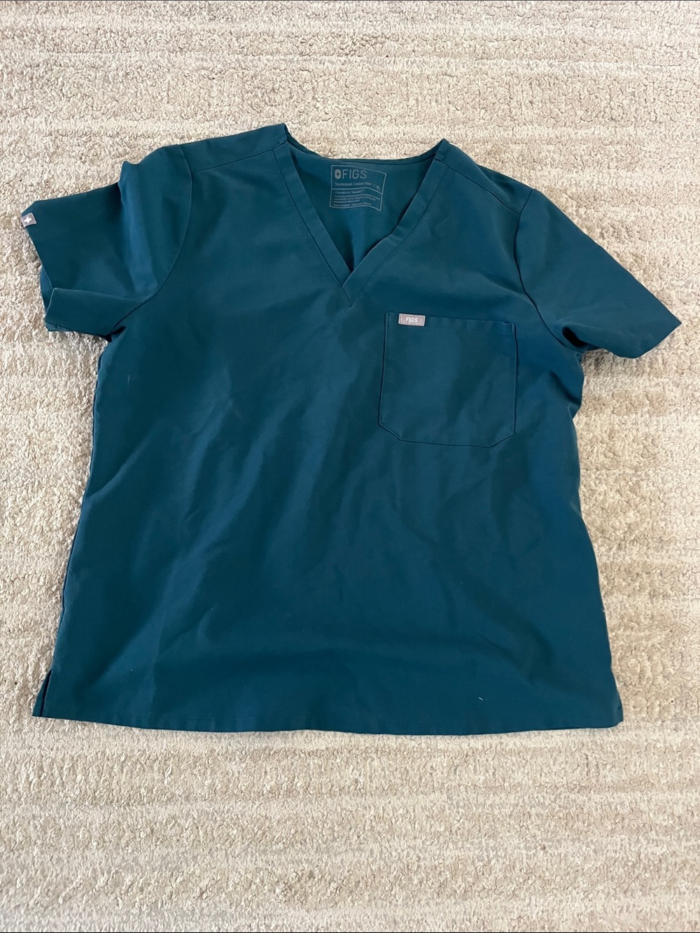 FIGS Deep Teal V-Neck Technical Collection Scrub Top XL